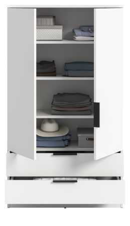 Kleiderschrank Swan in wei� W�scheschrank 2-t�rig 80 x 140 cm