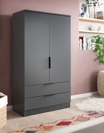 Kleiderschrank Swan in grau W�scheschrank 2-t�rig 80 x 140 cm