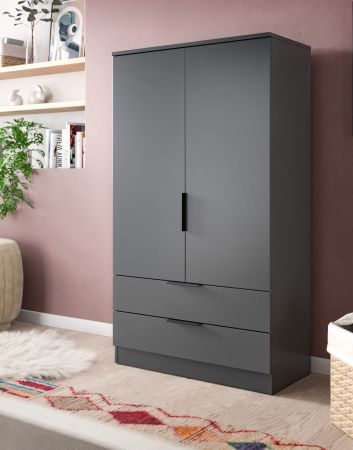 Kleiderschrank Swan in grau W�scheschrank 2-t�rig 80 x 140 cm
