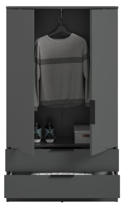 Kleiderschrank Swan in grau W�scheschrank 2-t�rig 80 x 140 cm