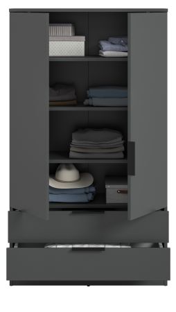 Kleiderschrank Swan in grau W�scheschrank 2-t�rig 80 x 140 cm