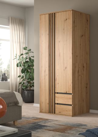 Kleiderschrank Bj�rke in Artisan Eiche und grau Dreht�renschrank 2-t�rig 80 x 192 cm