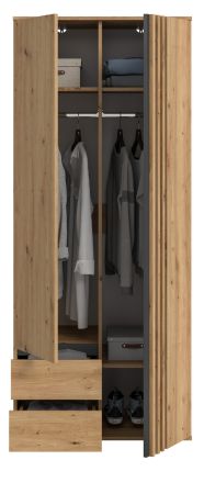Kleiderschrank Bj�rke in Artisan Eiche und grau Dreht�renschrank 2-t�rig 80 x 192 cm