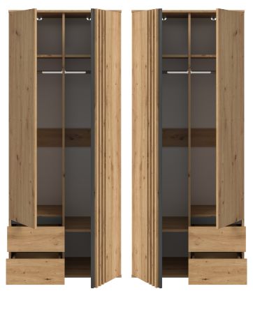 Kleiderschrank Bj�rke in Artisan Eiche und grau Dreht�renschrank 2-t�rig 80 x 192 cm