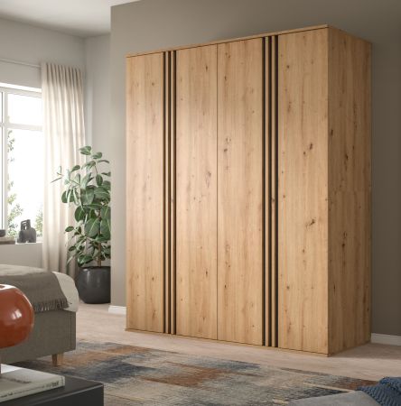 Kleiderschrank Bj�rke in Artisan Eiche und grau Dreht�renschrank 4-t�rig 160 x 192 cm