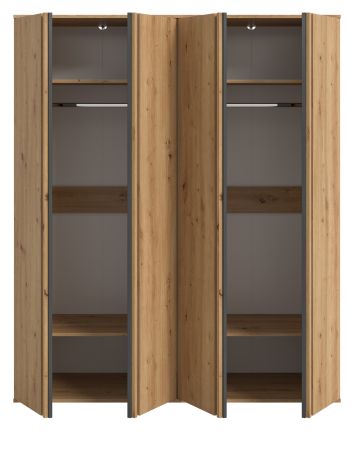 Kleiderschrank Bj�rke in Artisan Eiche und grau Dreht�renschrank 4-t�rig 160 x 192 cm