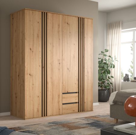 Kleiderschrank Bj�rke in Artisan Eiche und grau Dreht�renschrank 4-t�rig 160 x 192 cm
