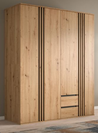 Kleiderschrank Bj�rke in Artisan Eiche und grau Dreht�renschrank 4-t�rig 160 x 192 cm