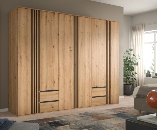 Kleiderschrank Bj�rke in Artisan Eiche und grau Dreht�renschrank 4-t�rig 160 x 192 cm