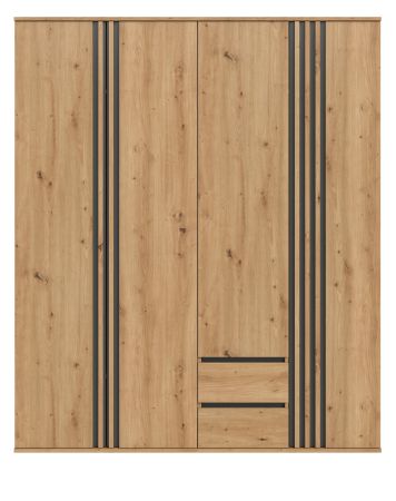 Kleiderschrank Bj�rke in Artisan Eiche und grau Dreht�renschrank 4-t�rig 160 x 192 cm