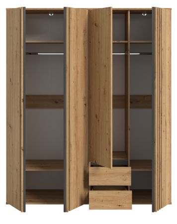 Kleiderschrank Bj�rke in Artisan Eiche und grau Dreht�renschrank 4-t�rig 160 x 192 cm