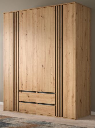 Kleiderschrank Bj�rke in Artisan Eiche und grau Dreht�renschrank 4-t�rig 160 x 192 cm