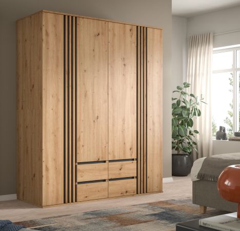 Kleiderschrank Bj�rke in Artisan Eiche und grau Dreht�renschrank 4-t�rig 160 x 192 cm