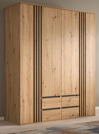 Kleiderschrank Bj�rke in Artisan Eiche und grau Dreht�renschrank 4-t�rig 160 x 192 cm