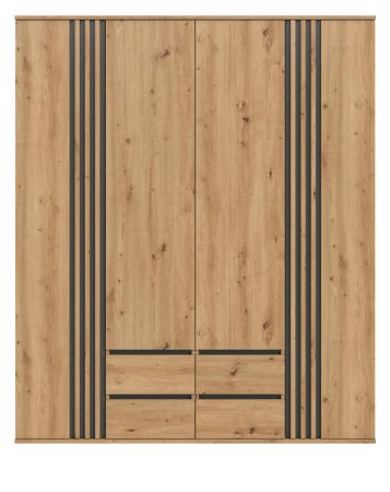 Kleiderschrank Bj�rke in Artisan Eiche und grau Dreht�renschrank 4-t�rig 160 x 192 cm