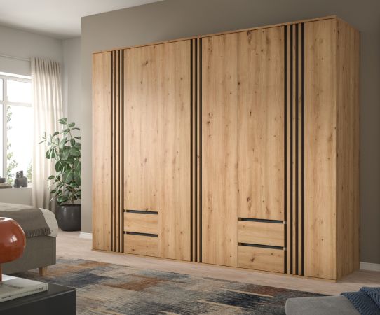 Kleiderschrank Bj�rke in Artisan Eiche und grau Dreht�renschrank 6-t�rig 240 x 192 cm