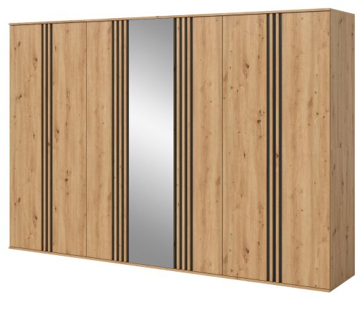 Kleiderschrank Bj�rke in Artisan Eiche und grau Dreht�renschrank mit Spiegel 280 x 192 cm