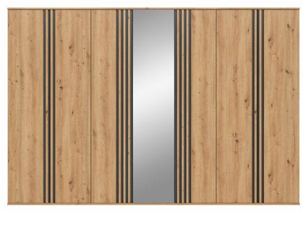 Kleiderschrank Bj�rke in Artisan Eiche und grau Dreht�renschrank mit Spiegel 280 x 192 cm
