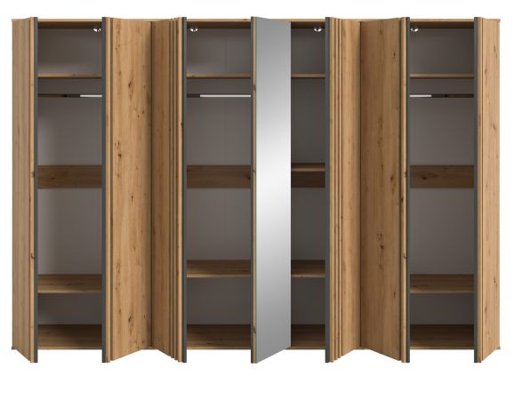 Kleiderschrank Bj�rke in Artisan Eiche und grau Dreht�renschrank mit Spiegel 280 x 192 cm