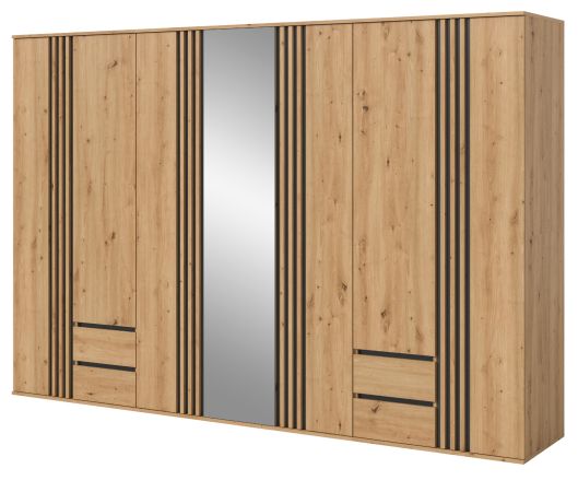 Kleiderschrank Bj�rke in Artisan Eiche und grau Dreht�renschrank mit Spiegel 280 x 192 cm