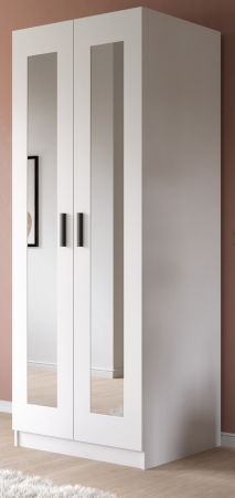 Kleiderschrank Jondal in wei� Dreht�renschrank mit Spiegel 2-t�rig skandinavisch 80 x 194 cm