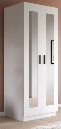 Kleiderschrank Jondal in wei� Dreht�renschrank mit Spiegel 2-t�rig skandinavisch 80 x 194 cm