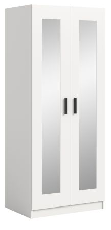 Kleiderschrank Jondal in wei� Dreht�renschrank mit Spiegel 2-t�rig skandinavisch 80 x 194 cm