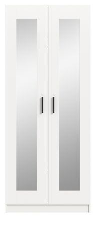 Kleiderschrank Jondal in wei� Dreht�renschrank mit Spiegel 2-t�rig skandinavisch 80 x 194 cm