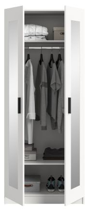 Kleiderschrank Jondal in wei� Dreht�renschrank mit Spiegel 2-t�rig skandinavisch 80 x 194 cm
