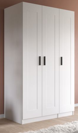 Kleiderschrank Jondal in wei� Dreht�renschrank 3-t�rig skandinavisch 120 x 194 cm