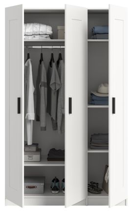 Kleiderschrank Jondal in wei� Dreht�renschrank 3-t�rig skandinavisch 120 x 194 cm