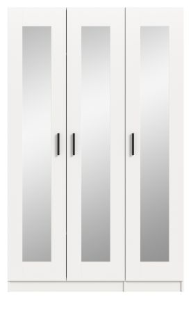 Kleiderschrank Jondal in wei� Dreht�renschrank mit Spiegel 3-t�rig skandinavisch 120 x 194 cm