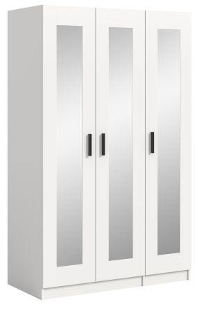 Kleiderschrank Jondal in wei� Dreht�renschrank mit Spiegel 3-t�rig skandinavisch 120 x 194 cm