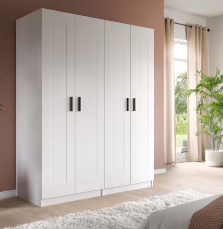 Kleiderschrank Jondal in wei� Dreht�renschrank 4-t�rig skandinavisch 160 x 194 cm
