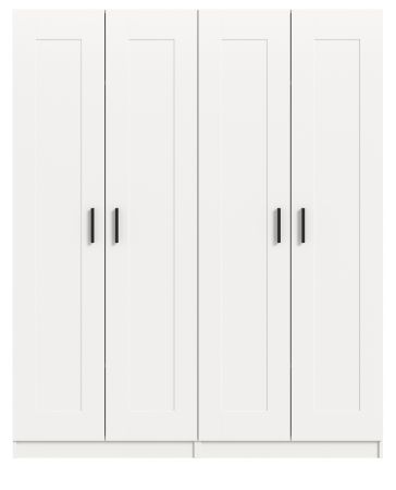 Kleiderschrank Jondal in wei� Dreht�renschrank 4-t�rig skandinavisch 160 x 194 cm