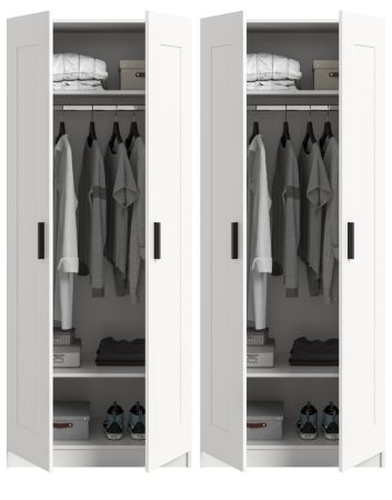 Kleiderschrank Jondal in wei� Dreht�renschrank 4-t�rig skandinavisch 160 x 194 cm