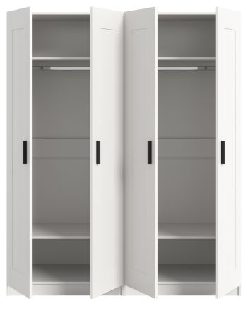Kleiderschrank Jondal in wei� Dreht�renschrank 4-t�rig skandinavisch 160 x 194 cm
