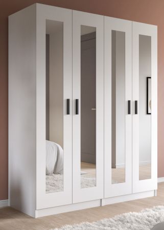 Kleiderschrank Jondal in wei� Dreht�renschrank mit Spiegel 4-t�rig skandinavisch 160 x 194 cm