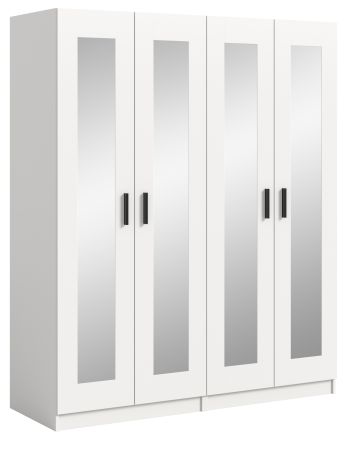 Kleiderschrank Jondal in wei� Dreht�renschrank mit Spiegel 4-t�rig skandinavisch 160 x 194 cm