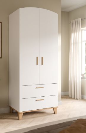 Kleiderschrank Aurora in wei� und Artisan Eiche Dreht�renschrank skandinavisch 81 x 198 cm