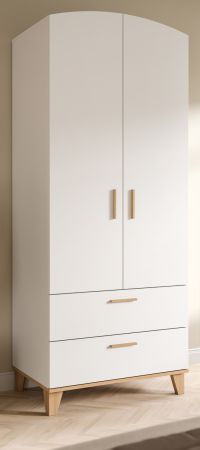 Kleiderschrank Aurora in wei� und Artisan Eiche Dreht�renschrank skandinavisch 81 x 198 cm