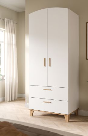 Kleiderschrank Aurora in wei� und Artisan Eiche Dreht�renschrank skandinavisch 81 x 198 cm