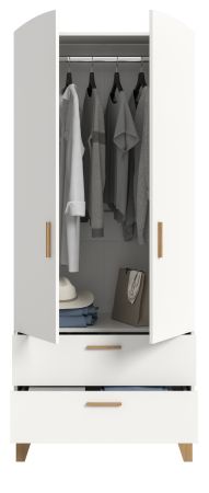 Kleiderschrank Aurora in wei� und Artisan Eiche Dreht�renschrank skandinavisch 81 x 198 cm