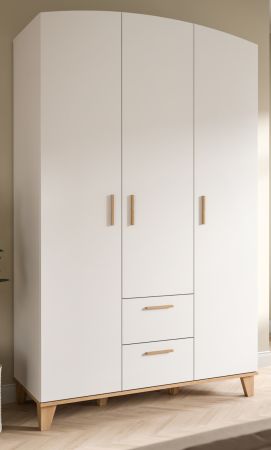Kleiderschrank Aurora in wei� und Artisan Eiche Dreht�renschrank skandinavisch 122 x 198 cm