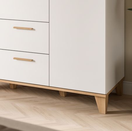 Kleiderschrank Aurora in wei� und Artisan Eiche Dreht�renschrank skandinavisch 122 x 198 cm