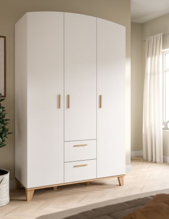 Kleiderschrank Aurora in wei� und Artisan Eiche Dreht�renschrank skandinavisch 122 x 198 cm