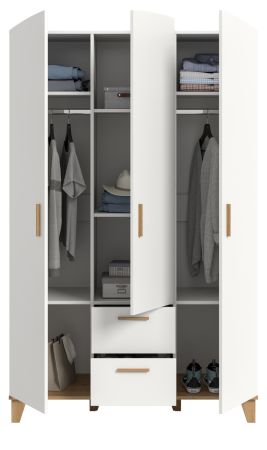 Kleiderschrank Aurora in wei� und Artisan Eiche Dreht�renschrank skandinavisch 122 x 198 cm
