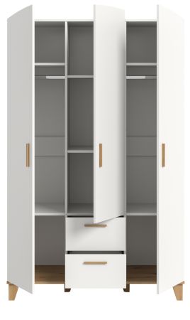 Kleiderschrank Aurora in wei� und Artisan Eiche Dreht�renschrank skandinavisch 122 x 198 cm