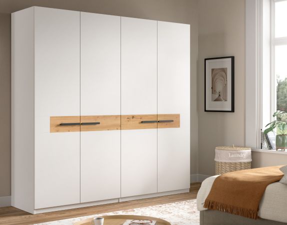 Kleiderschrank Palina in wei� und Artisan Eiche Dreht�renschrank 200 x 201 cm