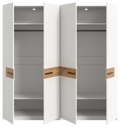 Kleiderschrank Palina in wei� und Artisan Eiche Dreht�renschrank 200 x 201 cm